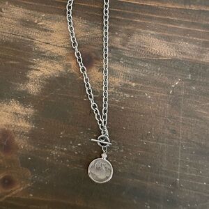 Silver Chain Necklace with Coin Pendant